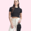 190 gsm natural women's fitted crop tees
