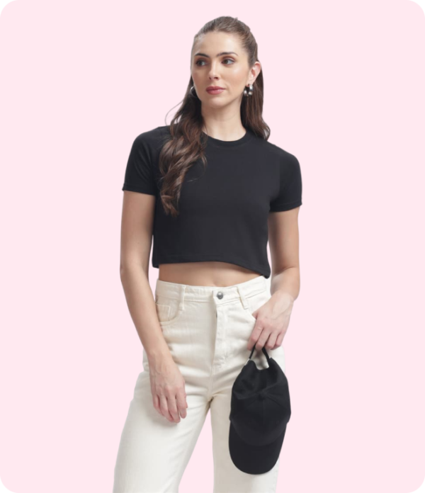 190 gsm natural women's fitted crop tees