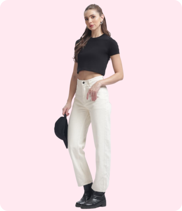 190 gsm natural women's fitted crop tees